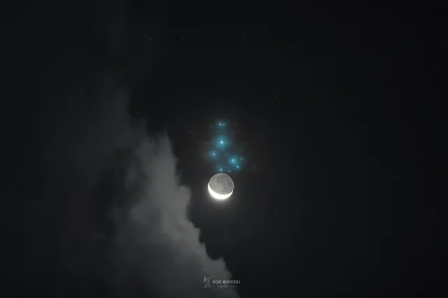 Moon Visits Sister Stars