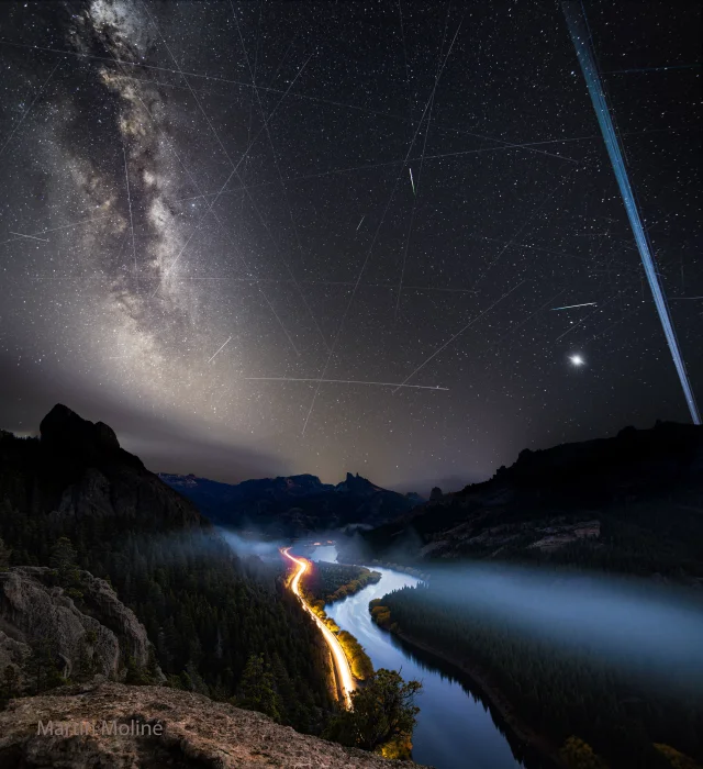 Meteors and Satellite Trails over the Limay River