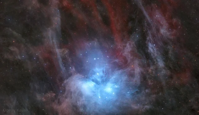 The Pleiades in Red and Blue