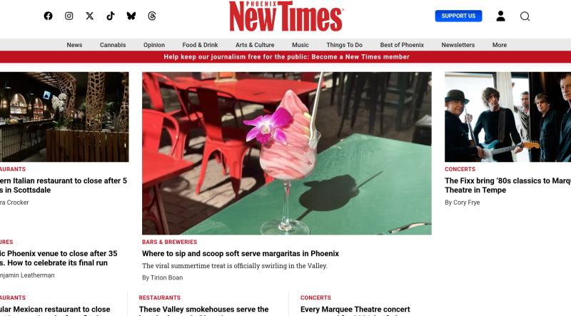 Screenshot of the Phoenix New Times website